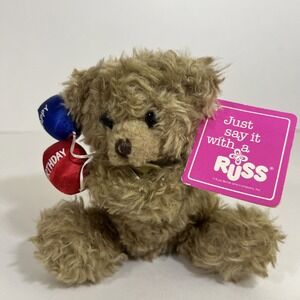 Vintage Russ Luv‎ Pets Happy Birthday Balloons Bear